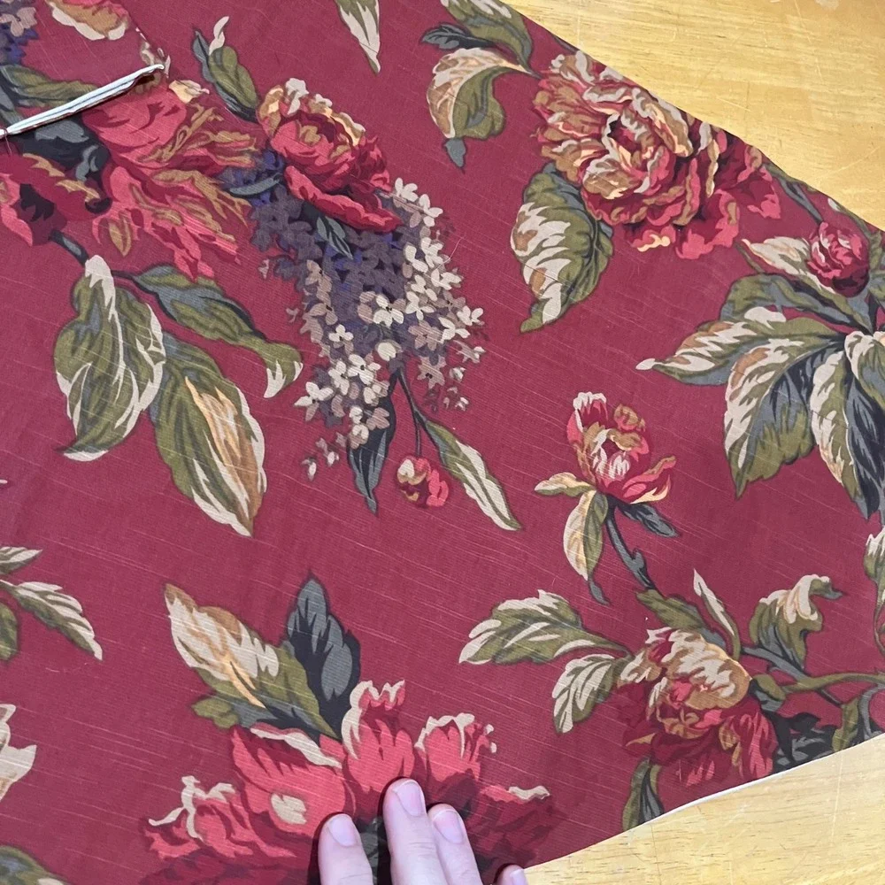 Croscill Home Serena Red Floral Pointed Window Valance with Tassel 40x25 Classic